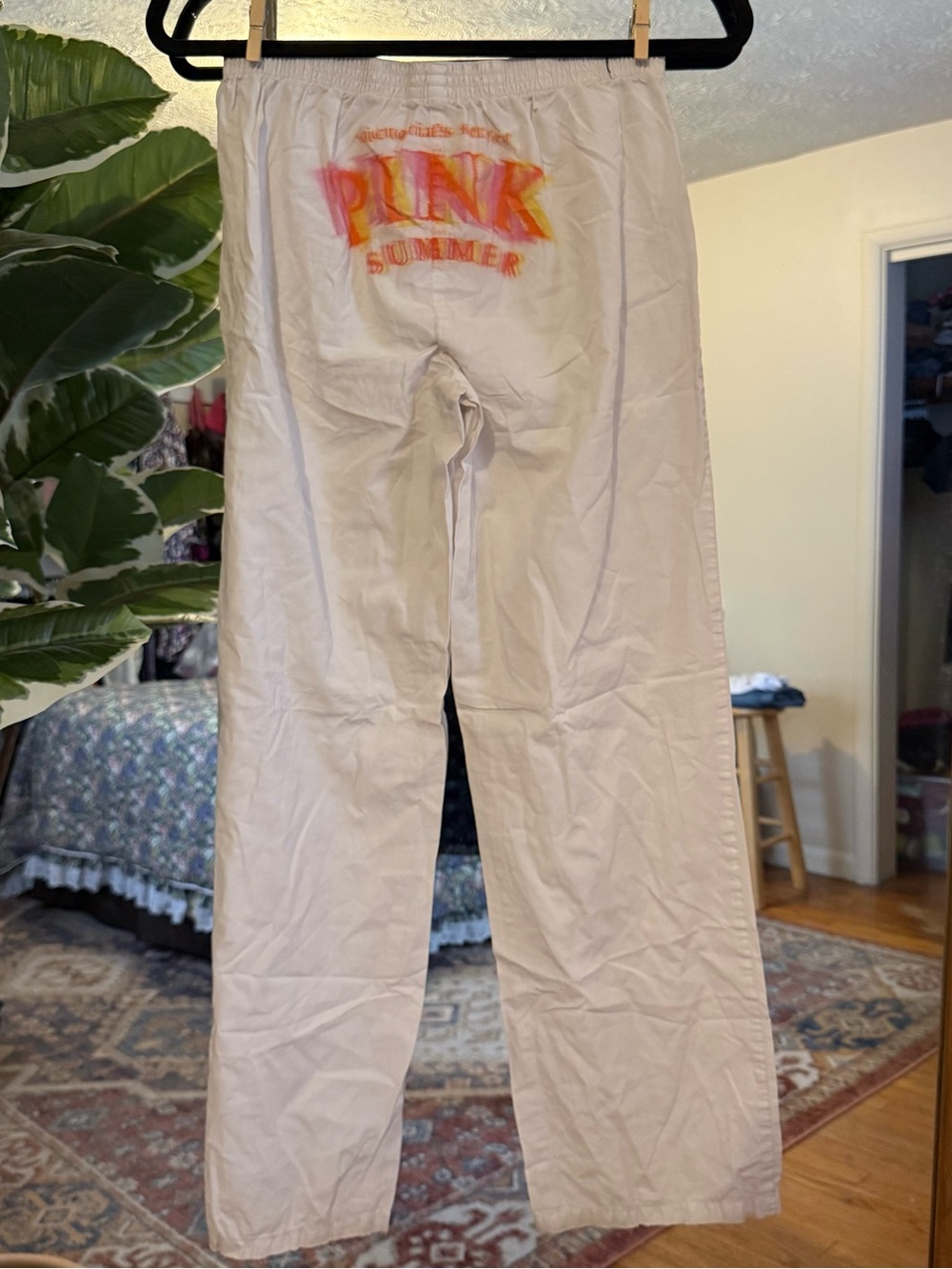 Victoria’s Secret Pink Y2K white pajama pants